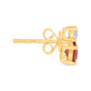 1.55CT DIAMOND & AAA RUBY 14KT YELLOW GOLD ROUND DOUBLE SOLITAIRE STUD EARRINGS