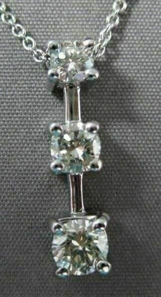 ESTATE LARGE .66CT ROUND DIAMOND 14KT WHITE GOLD 3 STONE FLOATING PENDANT #16660