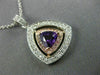 LARGE 1.15CT DIAMOND & AAA AMETHYST 14K WHITE & ROSE GOLD 3D DOUBLE HALO PENDANT