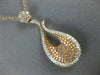 ESTATE .95CT WHITE & PINK DIAMOND 18K WHITE & ROSE GOLD FLOWER TEAR DROP PENDANT