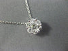 ESTATE .55CT DIAMOND 14K WHITE GOLD CLASSIC ROUND FLOWER FLOATING PENDANT #25944
