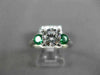 ESTATE 1.35CT DIAMOND & AAA EMERALD 14KT WHITE GOLD THREE STONE ENGAGEMENT RING