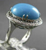 ESTATE LARGE .36CTW BLACK & WHITE DIAMOND & AAA TURQUOISE 14KT WHITE GOLD RING