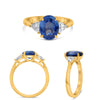 LARGE 3.03CT DIAMOND & AAA SAPPHIRE 14K YELLOW GOLD OVAL 3 STONE ENGAGEMENT RING