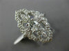 ESTATE LARGE 1.08CT DIAMOND 14KT WHITE GOLD 3D OPEN FILIGREE LEAF FLOWER RING