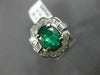 WIDE 3.18CT DIAMOND & EMERALD 18KT WHITE GOLD OVAL FLOWER ENGAGEMENT RING #2925