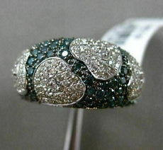 ESTATE 1.62CT WHITE & BLUE DIAMOND 14KT WHITE GOLD 3D PAVE MULTI HEART LOVE RING