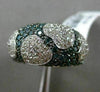 ESTATE 1.62CT WHITE & BLUE DIAMOND 14KT WHITE GOLD 3D PAVE MULTI HEART LOVE RING