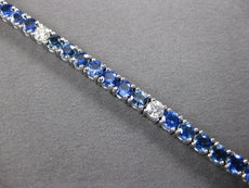 8.42CT DIAMOND & AAA SAPPHIRE 14KT WHITE GOLD 3D CLASSIC ROUND TENNIS BRACELET