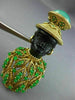 ESTATE LARGE AAA EMERALD & GREEN CARNELIAN 14KT YELLOW GOLD 3D LADY EBONY BROOCH