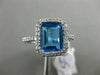 ESTATE WIDE 4.14CT DIAMOND & AAA BLUE TOPAZ 14KT WHITE GOLD HALO ENGAGEMENT RING