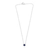 2.39CT DIAMOND & AAA SAPPHIRE 18KT WHITE GOLD ROUND SOLITAIRE HALO LOVE NECKLACE