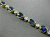 WIDE 11.37CT ROUND DIAMOND & SAPPHIRE 14K 2 TONE GOLD SEMI BEZEL TENNIS BRACELET