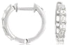 .64CT DIAMOND 14KT WHITE GOLD EMERALD CUT 5 STONE HUGGIE HOOP HANGGING EARRINGS