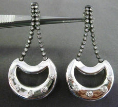 ESTATE LARGE 1.20CT DIAMOND 14KT WHITE & BLACK GOLD 3D ETOILE HANGING EARRINGS