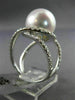 ESTATE LARGE 1.0CT DIAMOND & AAA SOUTH SEA PEARL 18K WHITE GOLD ANNIVERSARY RING