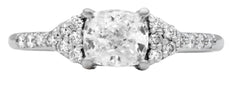 1.2CT DIAMOND 18KT WHITE GOLD ROUND & CUSHION CLASSIC TRIANGULAR ENGAGEMENT RING