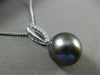 ESTATE .11CT DIAMOND 14K WHITE GOLD 3D TAHITIAN PEARL OPEN LEAF FLOATING PENDANT
