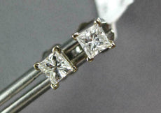 ESTATE .43CT DIAMOND 14KT WHITE GOLD 3D PRINCESS SQUARE STUDS EARRINGS #1785