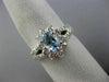ESTATE 1.49CT DIAMOND & AQUAMARINE 14K WHITE GOLD 3D HALO FLOWER ENGAGEMENT RING
