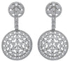 4.0CT DIAMOND 18KT WHITE GOLD 3D ROUND CLUSTER FLOWER CIRCULAR HANGING EARRINGS