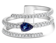 WIDE .61CT DIAMOND & AAA SAPPHIRE 14KT WHITE GOLD 3D CRISS CROSS ENGAGEMENT RING