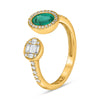 .95CT DIAMOND & AAA EMERALD 14KT YELLOW GOLD OVAL ROUND & BAGUETTE TENSION RING
