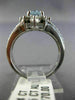 ESTATE 1.49CT DIAMOND & AQUAMARINE 14K WHITE GOLD 3D HALO FLOWER ENGAGEMENT RING