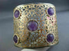 EXTRA LARGE 21.80CT DIAMOND & AAA AMETHYST 14K WHITE & ROSE GOLD BANGLE BRACELET