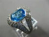 ESTATE LARGE 5.52CT DIAMOND & AAA BLUE TOPAZ 18KT WHITE GOLD 3D V SHAPE RING