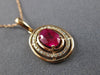 ESTATE .69CT DIAMOND & AAA RUBY 14KT ROSE GOLD 3D CLASSIC OVAL FLOATING PENDANT