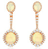 8.15CT DIAMOND & AAA OPAL 14K ROSE GOLD OVAL & ROUND FLOWER FUN HANGING EARRINGS