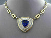 ESTATE MASSIVE 14.87CT DIAMOND & AAA TANZANITE 18K YELLOW GOLD TRILLION NECKLACE