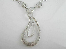 ESTATE 1.45CT DIAMOND 18KT WHITE GOLD ROUND ETOILE LOVE DESIGN DROP NECKLACE