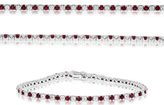 4.25CT DIAMOND & AAA RUBY 14KT WHITE GOLD ROUND CLASSIC ETERNITY TENNIS BRACELET