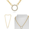 1.0CT DIAMOND 14KT YELLOW GOLD 3D CLASSIC CIRCLE OF LIFE OPEN OVAL LOVE NECKLACE