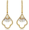 .73CT DIAMOND 14K YELLOW GOLD ROUND & BAGUETTE FLOWER TEAR DROP HANGING EARRINGS