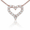 ESTATE .67CT ROUND CUT DIAMOND 14K ROSE GOLD 3D CLASSIC OPEN HEART LOVE NECKLACE