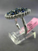 ESTATE LARGE 2.20CT DIAMOND & SAPPHIRE 14KT WHITE GOLD CLUSTER ROUND FLOWER RING