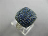 ESTATE LARGE 2.82CT DIAMOND & AAA SAPPHIRE 18KT WHITE GOLD 3D SQUARE PAVE RING