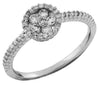 ESTATE .35CT DIAMOND 14KT WHITE GOLD 3D CLASSIC CLUSTER FLOWER HALO FUN RING