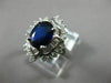 ESTATE LARGE 2.82CT DIAMOND & AAA SAPPHIRE 18K WHITE GOLD FLOWER ENGAGEMENT RING