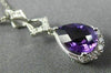 ESTATE 1.40CT DIAMOND & AAA AMETHYST 14KT WHITE GOLD TEAR DROP MILGRAIN PENDANT