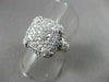 ESTATE LARGE 1.13CT DIAMOND 14KT WHITE GOLD PAVE FILIGREE SQUARE RING BEAUTIFUL!