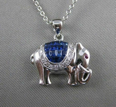ESTATE LARGE .70CT DIAMOND RUBY SAPPHIRE 18KT WHITE GOLD ELEPHANT PENDANT #21446