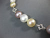 ESTATE .69CT DIAMOND & AAA MULTI COLOR PEARL 14KT WHITE GOLD ETERNITY NECKLACE
