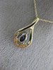 ESTATE .61CT DIAMOND & AAA SAPPHIRE 14K YELLOW GOLD 3D CLASSIC TEAR DROP PENDANT