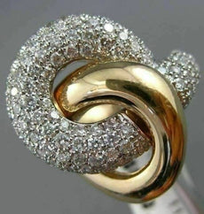 ESTATE EXTRA LARGE 2.07CT DIAMOND 14K WHITE & ROSE GOLD MULTI ROW LOVE KNOT RING