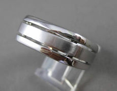 ESTATE 14K WHITE GOLD CLASSIC MATTE & SHINY WEDDING ANNIVERSARY BAND RING #23162