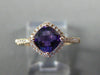 ESTATE 1.02CT DIAMOND & AAA AMETHYST 14KT ROSE GOLD 3D CUSHION FUN LOVE RING